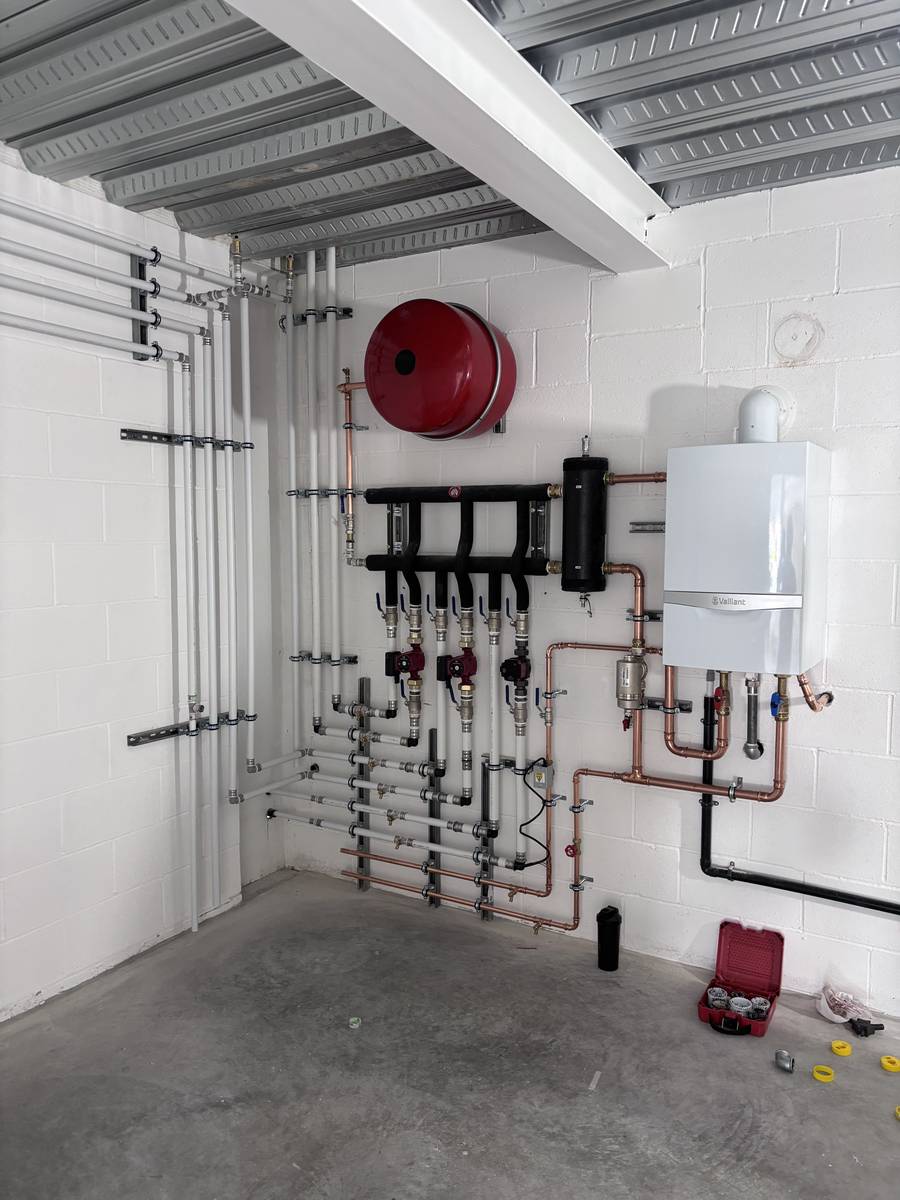 Vaillant commercial plant room — in progress